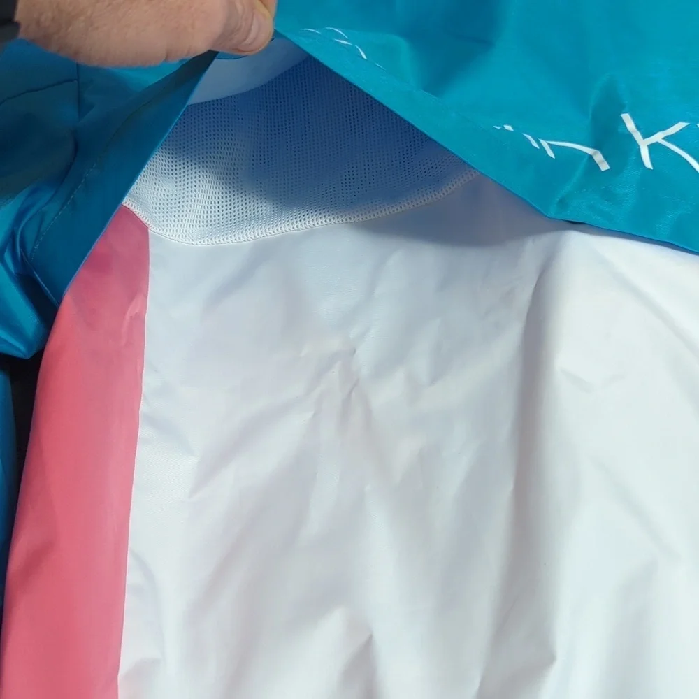 Calvin Klein Color Block Track Jacket, Spell Out, Hidden Hood, Vented Back, Med